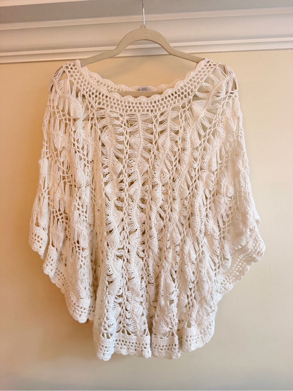 Chico's Cream Open-Knit Crochet Poncho